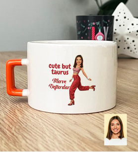 Kişiye Özel Karikatürlü Cute But Taurus Boğa Burcu Lüks Fincan Doğum Günü Hediyesi