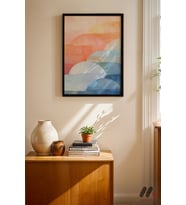 Pastel Bulut Soyut, Siyah Çerçeveli Duvar Tablosu - Modern Ev Dekorasyonu