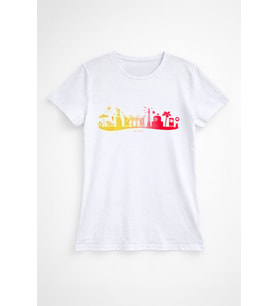 Kadın %100 Pamuk Renkli Antalya Baskılı Beyaz T-Shirt