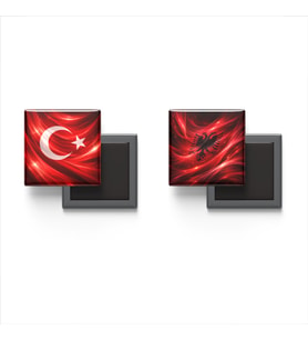Buzdolap Magnetleri - Arnavutluk Bayrağı ve Türk Bayrağı - 2'li Set Magneti
