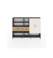 Arges Dolap 10 Raflı 2 Çekmeceli 2 Kapaklı 220x30x163 Antrasit-Aytaşı/Çam