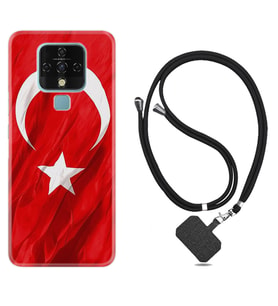 Tecno Camon 16 18P Pova Kılıf Boyun Askılı Silikon Şanlı Türk Bayrağı 4 1401