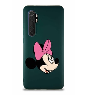 Xiaomi Mi Note 10 Lite Soft Premier Kapak Minnie Mouse-A Tasarımlı Silikon Kılıf - Yeşil (Şeffaf)