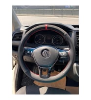 DİKİŞLİ DİREKSİYON KILIFI NOKTALI/NUBUK KIRMIZI YÜZÜK KIRMIZI DİKİŞ VW PASSAT İÇİN HIZLI KARGO