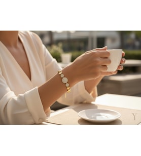 XUPING JEWELRY 14 Ayar Altın Kaplama, Damla Orta Taşlı Zirkon Bileklik