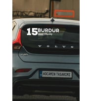 15 Burdur Merkez Plaka Kodlu Beyaz Araç Sticker Merkez İlçe Yazılı Burdur Özel Tasarım 40x8 cm Şehir ve İlçe Temalı Kaliteli Sticker