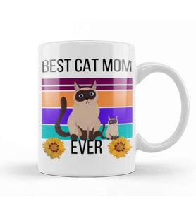 Mothers Day 2021 Best CAT MOM ever Funny 2021 Kupa Bardak Porselen