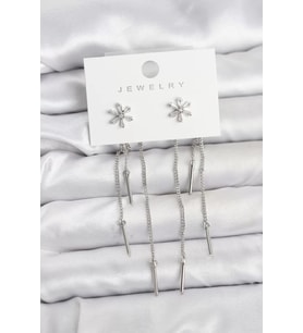 Çiçek Model Gümüş Pirinç Sallantılı Kadın Küpe - TJ-BKP11464