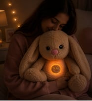 Nefes Alıp Veren Işıklı Sevimli Kahverengi Peluş Tavşan Sevgiliye,Arkadaşa Hediye
