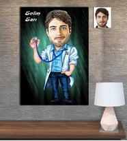 Kişiye Özel Karikatür Baskılı Ahşap Tablo Doktor Erkek-9 30x40