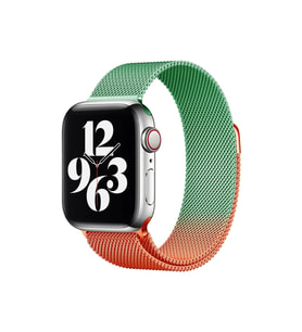 Mey İthalat® Watch 38Mm Metal Mıknatıslı Kordon - Turuncu-Yeşil