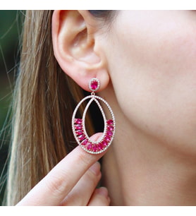 Pembe Zirkon Taşlı Glamore Rose Gold Kaplama Gümüş Küpe