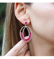 Pembe Zirkon Taşlı Glamore Rose Gold Kaplama Gümüş Küpe