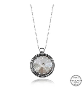 Swarovski Crystal Taşlı Çerçeveli Gümüş Kadın Kolye