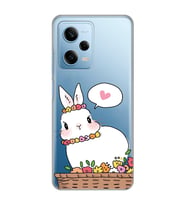 Redmi Note 12 Pro 5G Uyumlu Sevimli Tavşan Tasarımlı Şeffaf Telefon Kılıfı