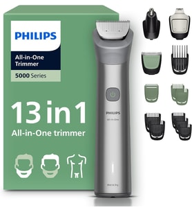 All-In-One Trimmer 5000 Series, 13'Ü 1 Arada Erkek Bakım Seti, Yüz Saç Vücut, Beardsense Teknolojisi