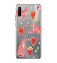 Huawei P30 Lite Uyumlu Kaplan ve Kalp Desenli Şeffaf Telefon Kılıfı