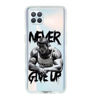Oppo Reno 4 Lite Uyumlu Arnold Fitness Never Give Up Desenli Şeffaf Telefon Kılıfı