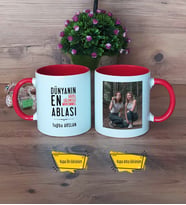 Ablaya Hediye Kupa Bardak Kırmızı Fotoğraflı Ablaya Doğum Günü Hediyesi