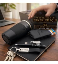 Kişiye Özel Lüks Hediye Seti Çelik Termos Bardak Mekanizmalı Kartlık Cüzdan Defter Kalem Usb Bellek Anahtarlık - Hemen Kargo Erkek Kadın Hediye Seti