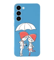 Samsung Galaxy S23 Uyumlu Lansman Kılıf Aşk Tasarımlı İçi Kadife Kapak-Mavi (Şeffaf)