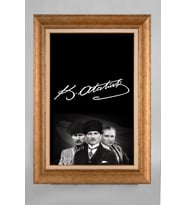 Altın Varaklı Paspartulu Çerçeveli Atatürk Tablo sd732