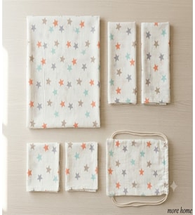More Home Müslin Bez Battaniye Set 6 Parça Yıldız Desenli