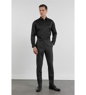 Siyah-Antrasit Yan Cep Kazayağı Desen Slim Fit Esnek Classic Pantolon 1003255174