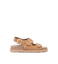 Mammamia D25YS-2630 Kadın Hakiki Deri Düz Sandalet Camel