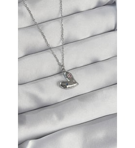 316L Çelik Zincir Gümüş Renk Renkli Zirkon Taşlı Kalp Kolye (Karışık)