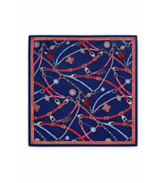 Lacivert Zincir Desenli 70x70 cm Fular – Şık Kadın Boyun ve Saç Fuları