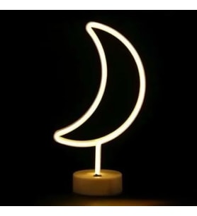 Neon Işıklı Ay Masa Gece Lambası Pil+Usb