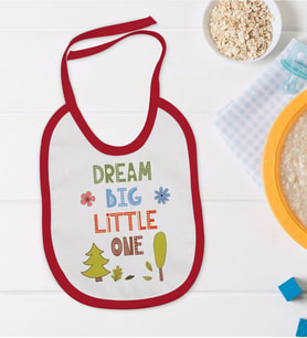 BK Kids Dream Big Little One Tasarımlı Kırmızı Bebek Mama Önlüğü-1