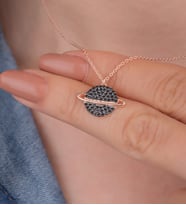 925 Ayar Gümüş Oniks Taşlı Gezegen Kolye