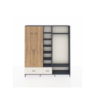 Arges Dolap 12 Raflı 2 Çekmeceli 2 Askılı 220x30x243 Antrasit-Çam/Aytaşı