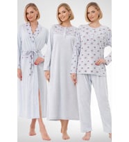 Mecit 6320 Mavi Büyük Beden Kadın Sabahlık Pijama Gecelik Set