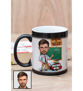 Erkek Din Kültürü Öğretmenine Hediye Karikatürlü Sihirli Kupa Bardak