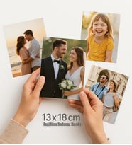 15 adet 13x18 Fotoğraf Baskı FUJİFİLM KART (Banyolu Sistem Solmaz Baskı)