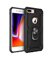 Uyumlu Model Apple iPhone 7 Plus Kılıf Yüzüklü Zırh Tank Vega (Siyah)