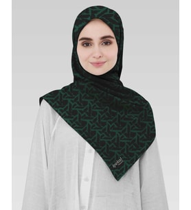 Soft Pamuk  Eşarp-90 X 90 -06100 (Yeşil-Siyah)