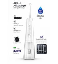 IPX7 Ağız Duşu 320ml 5 Başlık 4 Mod 20-140 PSI Şarjlı Diş Temizleme Oral Irrigator Siyah