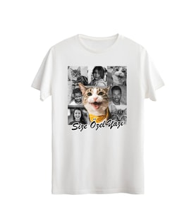 Size Özel Fotoğraf Galerisi Dijital Baskılı Unisex Tshirt, Pamuklu Regular Tshirt (Beyaz)