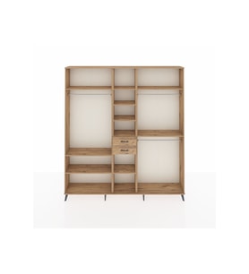 Arges Gardrop 10 Raflı 2 Çekmeceli 3 Askılı 220x30x243 Çam-Çam
