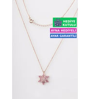 Jewelmim Lila Gümüş Lotus Çiçeği Kolye Rose Altın Kaplama Kamelya 925 Ayar Kadın Gümüş Lotus Çiçeği Kolyesi (Rose)