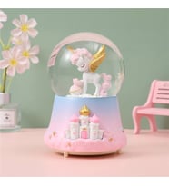 Yavru Unicorn  Büyük Boy Işıklı Müzikli Otomatik Kar Püskürten Kar Küresi