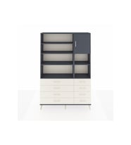 Arges Dolap 8 Raflı 8 Çekmeceli Tek Kapaklı  132x30x195 Antrasit-Antrasit/Aytaşı