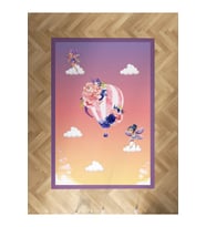MEKTA HOME BEBEK VE ÇOCUK ODASI Uçan Balon ve Çiçek Desenli Halı