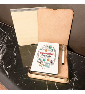Fen Bilimleri Öğretmenine Hediye Ahşap Kutulu Defter Kalem Set