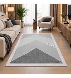 Zarra Yumuşak Modern Krem Gri Halı Salon Mutfak Antre Yolluk Oturma Odası Çocuk Odası Halısı Z305A_Z634