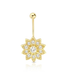 Altın Taşlı Çiçek Piercing (Gold)